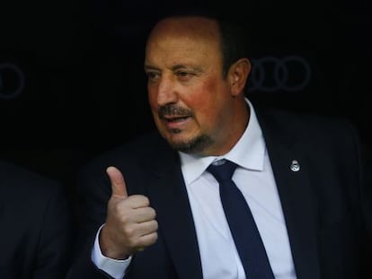 Rafa Ben&iacute;tez momentos antes del comienzo del partido contra el Getafe, en el Bernab&eacute;u.