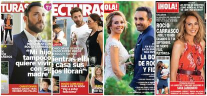 Algunas de las portadas de revista protagonizadas los últimos años por Antonio David Flores y Rocío Carrasco.