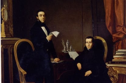 Donoso Cortés y el sacerdote Jaime Balmes, retratados por Luis Brocheton.