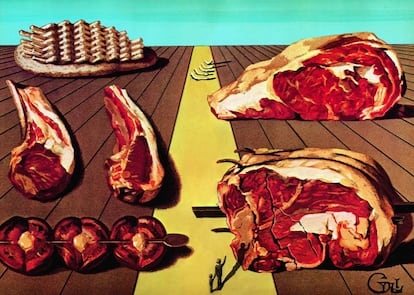 Ilustración de una de las recetas de Salvador Dalí, en el libro 'Les Dîners de Gala'.