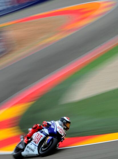 Jorge Lorenzo, durante unos entrenamientos en el circuito de Alcañiz.