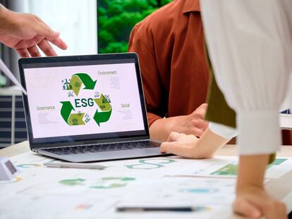 Los miembros del consejo de dirección de una empresa analizan la estrategia ESG.