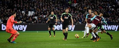 Hernández en el momento de su anotación.