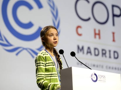 Greta Thunberg em discurso na COP 25 em Madri.