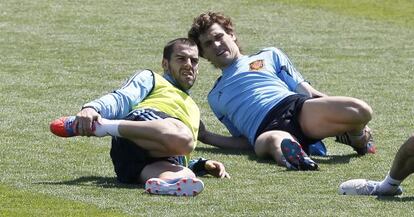 Negredo y Llorente, esta ma&ntilde;ana durante el entrenamiento