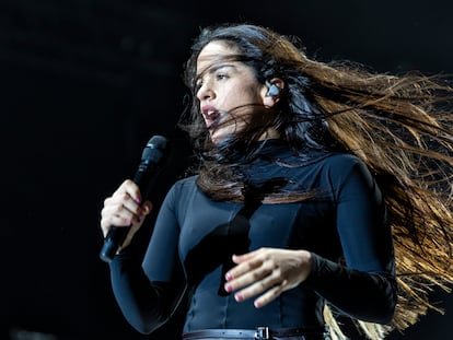 Rosalía, durante su actuación en el festival Primavera Sound, en Madrid.