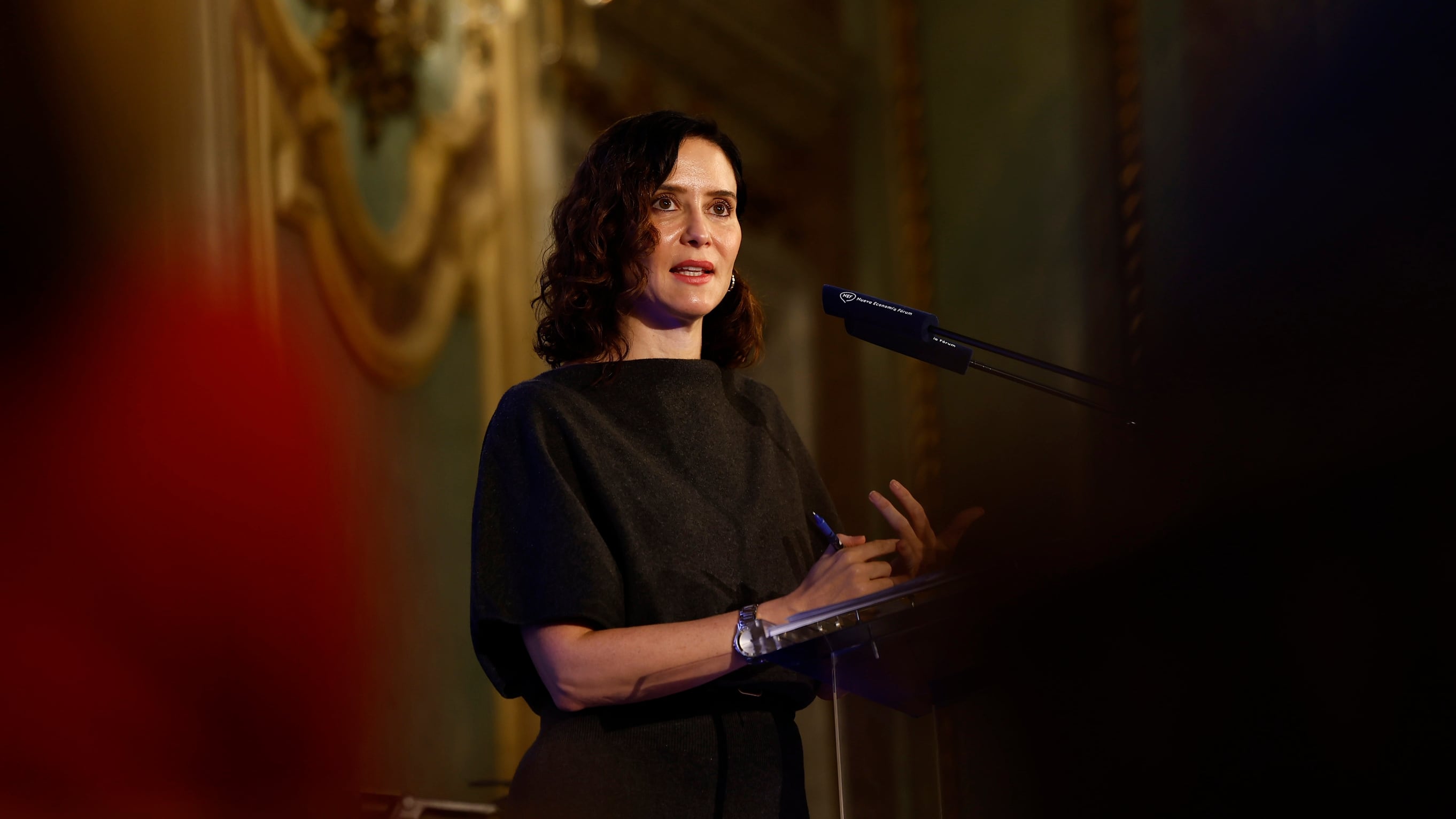 La presidenta de la Comunidad de Madrid, Isabel Díaz Ayuso, durante el desayuno informativo celebrado en Madrid.