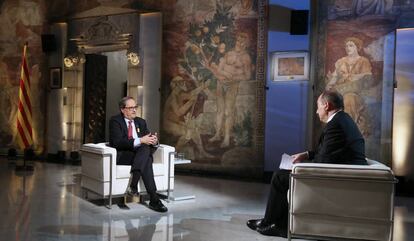 El presidente de la Generalitat, Quim Torra, durante la entrevista.