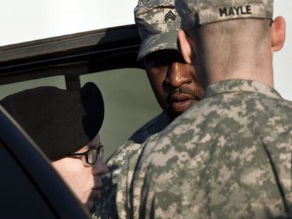 Manning llega a Fuerte Meade, este jueves.