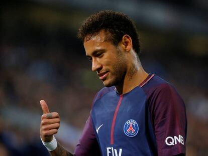 Neymar, en el partido contra el Olympique.