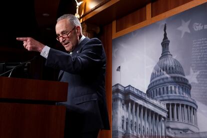 Chuck Schumer, líder de la mayoría en el Senado, ofrece una conferencia de prensa en el Capitolio, el 28 de Julio.