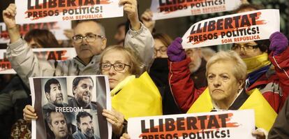 Una manifestació a favor de la llibertat dels polítics presos.