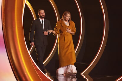 Céline Dion appears onstage during the 66th Annual Grammy Awards in Los Angeles.