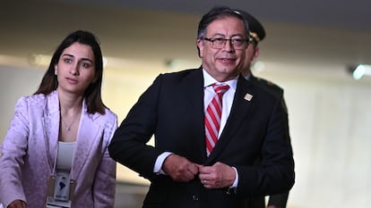 Gustavo Petro y Laura Sarabia, en Brasilia, el 18 de enero de 2024.