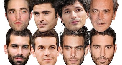 Arriba, Robert Pattinson, Zac Efron, Andrés Velencoso y José Coronado. Abajo, Rubén Cortada, Mario Casas, Jon Kortajarena y Miguel Ángel Silvestre. Un poquito de cada uno formarán el rostro perfecto.