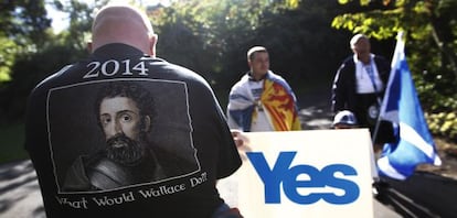 Independentistas escoceses en una marcha en septiembre de 2012.