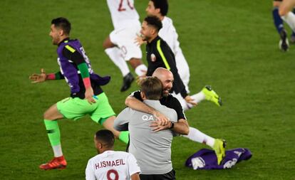 Félix Sánchez celebra la victoria en la Copa de Asia de Qatar.