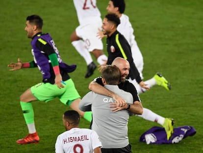 Félix Sánchez celebra la victoria en la Copa de Asia de Qatar.