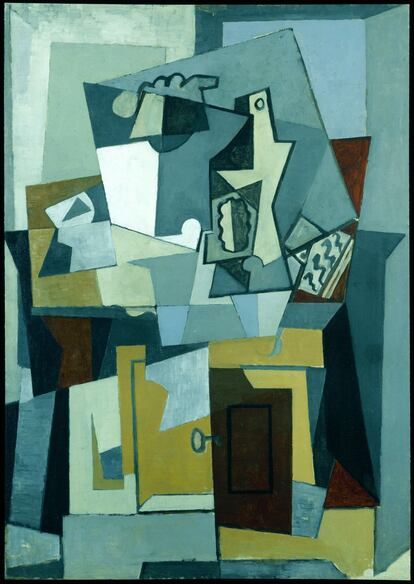 2. Pablo Picasso  'Composición puerta y llave', 1919. Óleo sobre lienzo, 92 x 65 cm. Colección Marina Picasso. Cortesía de la Galerie Krugier & Cie, Ginebra