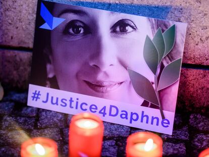 Un cartel pidiendo "Justicia para Daphne" en una foto de archivo, de 2019.