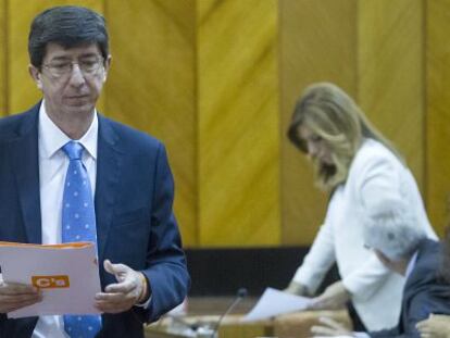 Juan Marín y Susana Díaz, en el pleno del debate de investidura.