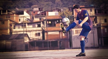 Messi en una calle de Río de Janeiro en el videojuego