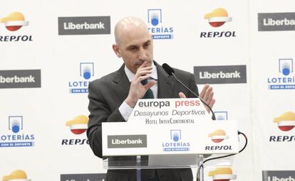 Luis Rubiales, el pasado 19 de febrero, en un desayuno informativo.