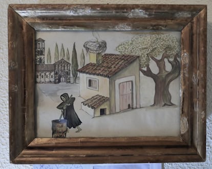 Dibujo de Sánchez Ferlosio, enmarcado y expuesto en su casa.