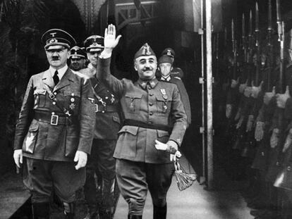 Franco y Hitler en Hendaya, en 1940.