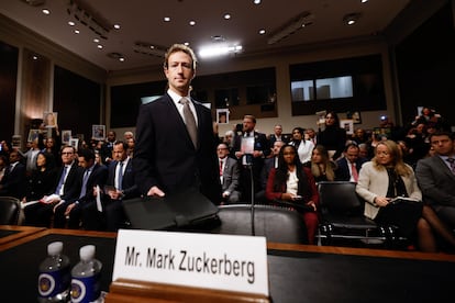 El fundador y director de Meta, Mark Zuckerberg, el pasado a?o durante su comparecencia en el comit del Senado de Estados Unidos sobre proteccin de la infancia en internet.