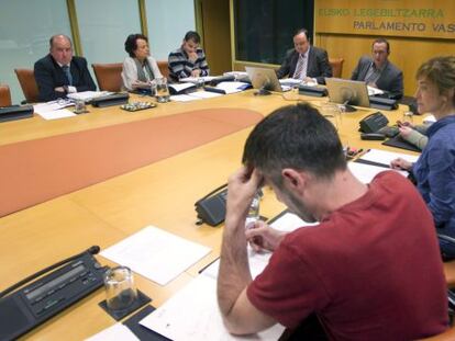 Penúltima reunión de la comisión del 'caso De Miguel', celebrada en el Parlamento el pasado 28 de marzo.