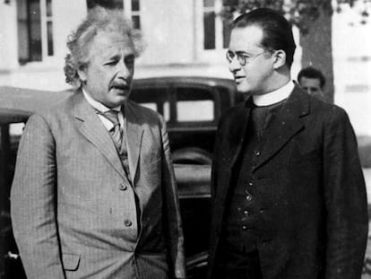 Einstein e Lemaître, juntos na Califórnia, em 1933.