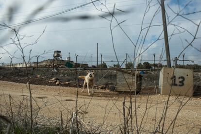 Exterior del puesto militar israelí en el límite de la colonia de Ofra con el municipio palestino de Silwad.