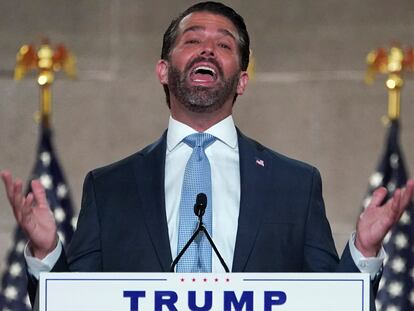 Donald Trump Jr., hijo del presidente de Estados Unidos, durante su intervención de este lunes.