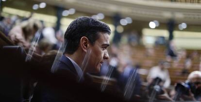 Pedro Sánchez, durante la sesión de investidura.