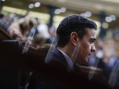 Pedro Sánchez, durante la sesión de investidura.