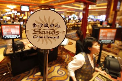 Imagen de una mesa de juego en el Sands Cotai Central, en Macao.