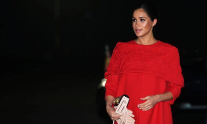 La duquesa de Sussex, Meghan Markle, a su llegada a Casablanca, Marruecos, el pasado sábado.