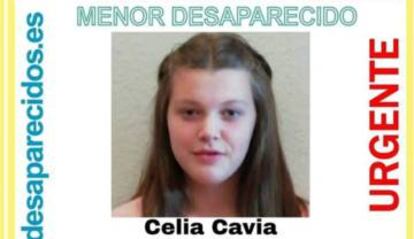 Cartel de búsqueda de Celia Cavia, de 14 años.