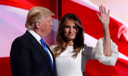 Melania Trump i el seu marit, durant un acte a Cleveland, Ohio, al juliol.