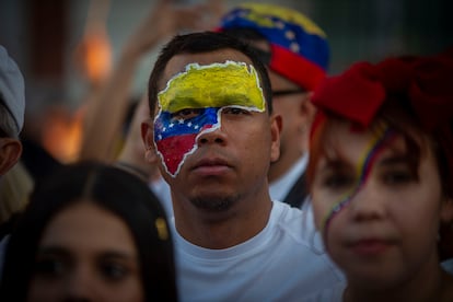 Concentración de venezolanos en la Puerta del Sol, el 17 de agosto de 2024.