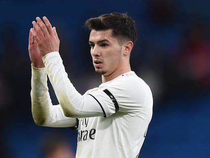 Brahim Díaz, con la camiseta del Real Madrid en 2019.