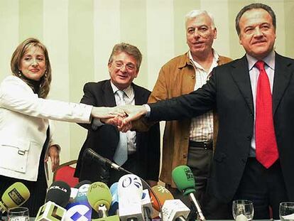 De izquierda a derecha, Pilar Sánchez, Francisco González Cabaña, José Román y Pedro Pacheco, el pasado día 31.