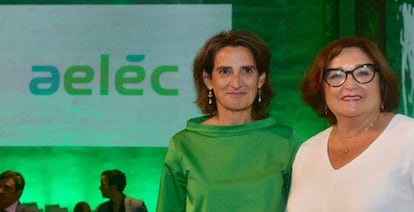 Teresa Ribera, vicepresidenta de Transición Ecológica, y Marina Serrano, pesidenta de Aelec, en una imagen de archivo.