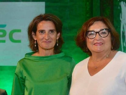 Teresa Ribera, vicepresidenta de Transición Ecológica, y Marina Serrano, pesidenta de Aelec, en una imagen de archivo.
