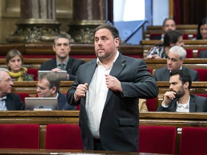 El vicepresident econòmic de la Generalitat, Oriol Junqueras, al Parlament.