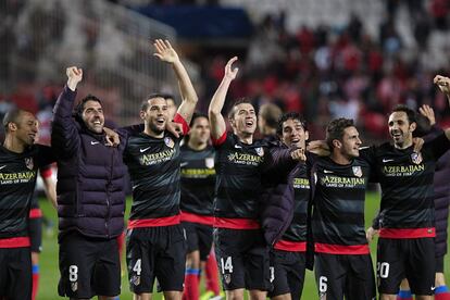 Los jugadores del Atlético de Madrid celebran su pase a la final.