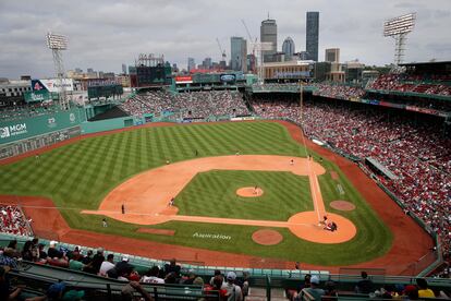 The Baltimore Orioles play against the Boston Red Sox during the eighth inning of the first baseball game of a doubleheader May 28, 2022, in Boston. Pickleball courts were being laid out in Fenway Park on Tuesday, July 11, 2023, in preparation for a weekend that will give fans of the sport a chance to watch the pros play or even give it a try themselves in the outfield of the Red Sox's historic home.