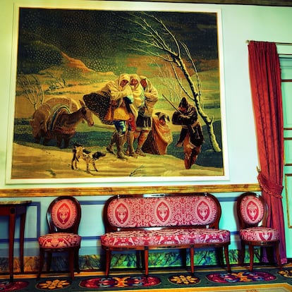 El tapiz 'La nevada', de Goya. Los tapices son la gran joya artística del Palacio.