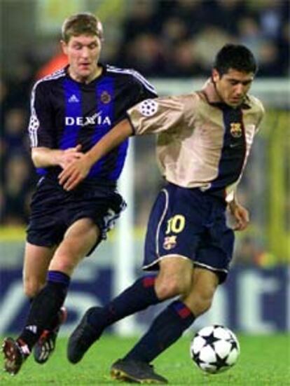 Riquelme, durante el partido contra el Brujas.